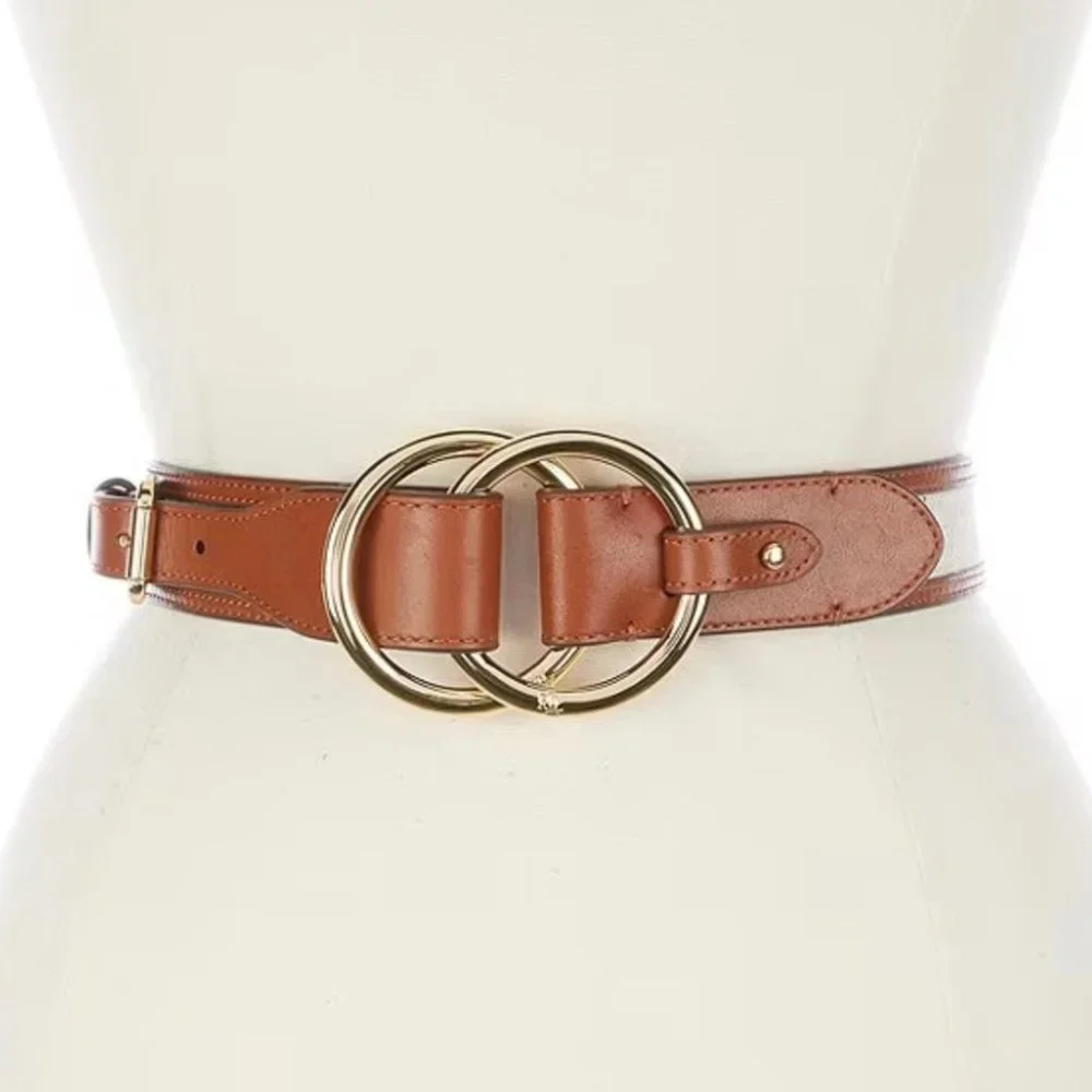 Lauren Ralph Lauren Canvas & Leather Bend-Back Belt Size S